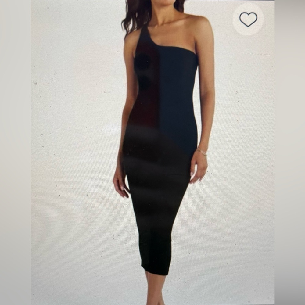 NWT Nine Britton Black Rib Knit One-Shoulder Dress